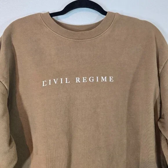 Civil Regime Floral Pullover Sweatshirt Women Large Brown Embroidered Streetwear - Picture 2 of 11